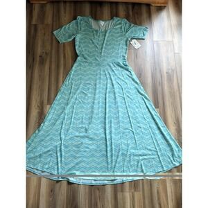 3XL Mint Green and White Zigzag Striped LuLaRoe Ana Maxi Dress NWT